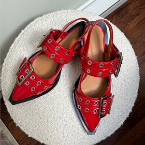 Ganni Buckle Ballerina Slingback Flats